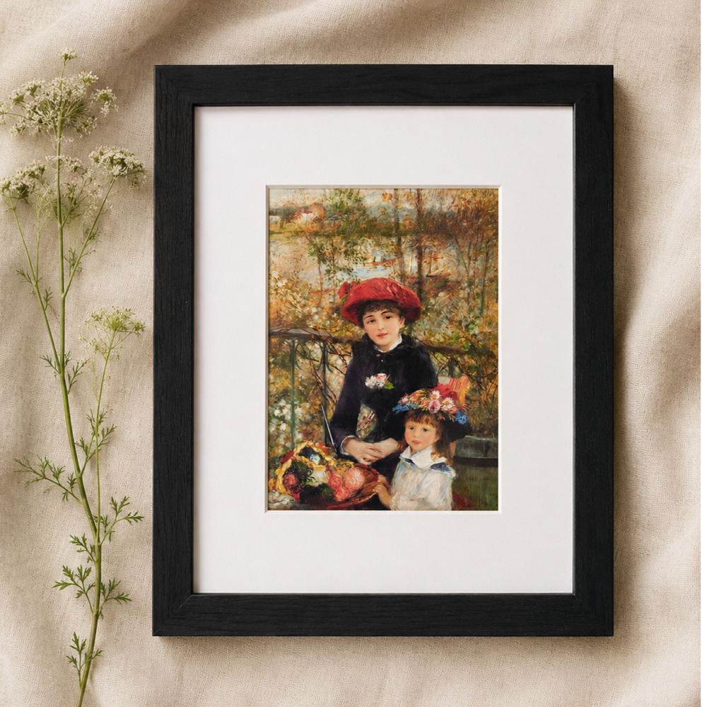 Two Sisters (On the Terrace) by Renoir | Impressionist Seine River Framed Print